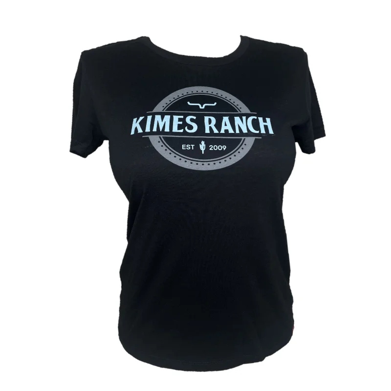 Kimes Ranch® Ladies Logo Signage Blue & Black Graphic T-Shirt SIG-BLK-- Mesh Fabric Canvas Fabric Denim Fabric Kimes Ranch® Ladies Logo Signage Blue & Black Graphic T-Shirt SIG-BLK-- Mesh Fabric Canvas Fabric Denim Fabric