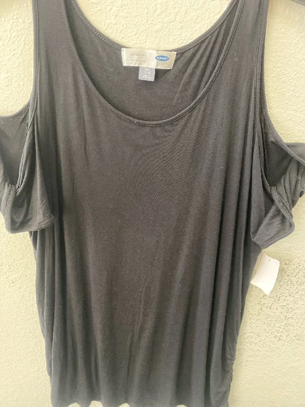 Black Old Navy MATERNITY Short Sleeve Shirt Women's-- Hooded Caped Shawl Collar