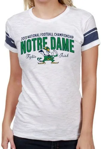 47 Brand Notre Dame Fighting Irish Ladies 2013 BCS National Championship Game Bound Game Time T-Shirt - White-- Chenille Blend Fleece Blend Nylon Blend 47 Brand Notre Dame Fighting Irish Ladies 2013 BCS National Championship Game Bound Game Time T-Shirt - White-- Chenille Blend Fleece Blend Nylon Blend