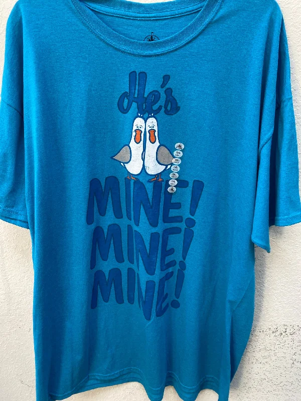Blue Disney NEW Short Sleeve Shirt Women's-- Houndstooth Herringbone Solid