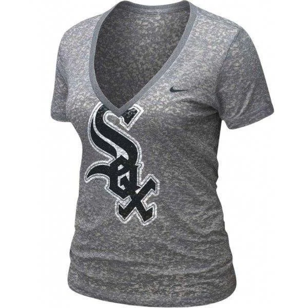 Chicago White Sox Women's Nike Gray MLB Burnout T-Shirt-- Mesh Fabric Canvas Fabric Denim Fabric Chicago White Sox Women's Nike Gray MLB Burnout T-Shirt-- Mesh Fabric Canvas Fabric Denim Fabric