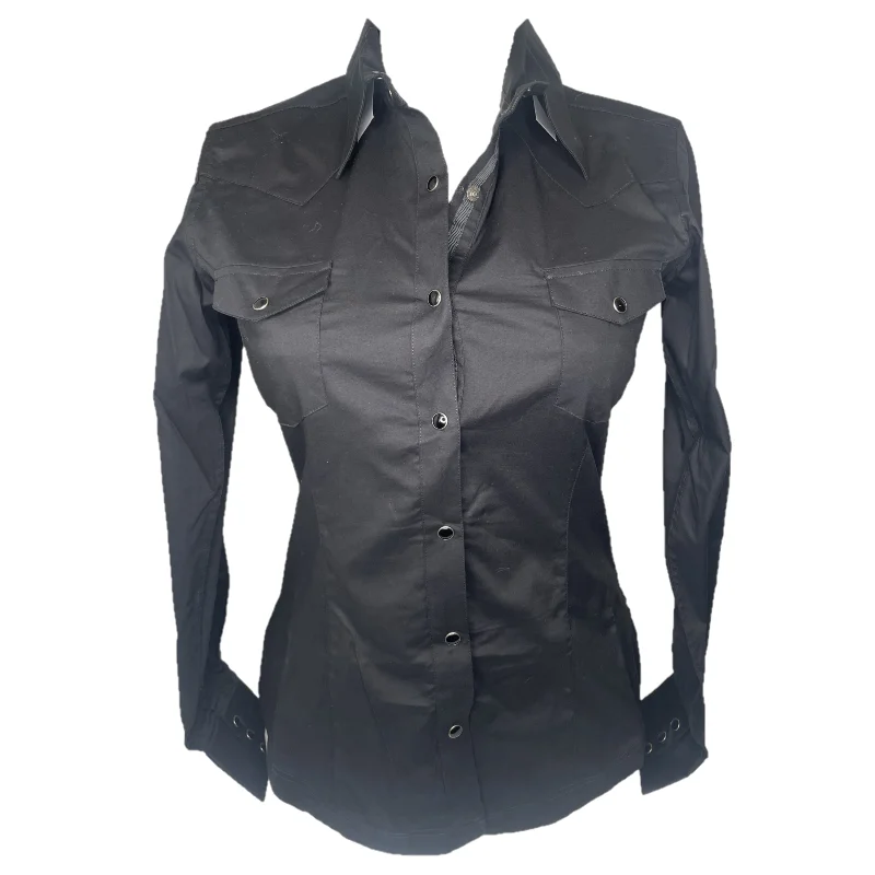 Panhandle® Ladies Solid Black Snap Button Down Shirt PSWSOSR0LT-01-- Jersey Fabric Tulle Fabric Batik Fabric Panhandle® Ladies Solid Black Snap Button Down Shirt PSWSOSR0LT-01-- Jersey Fabric Tulle Fabric Batik Fabric