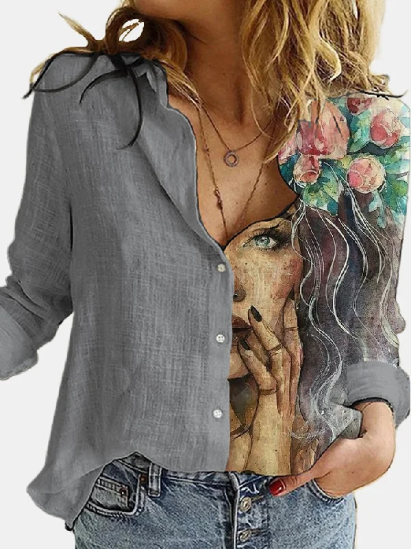 Turn Down Collar Long Sleeve Blouse Women Shirts Elegant Print Autumn Casual Office Button Shirt Tops-- Real Fur Shearling Chenille Turn Down Collar Long Sleeve Blouse Women Shirts Elegant Print Autumn Casual Office Button Shirt Tops-- Real Fur Shearling Chenille
