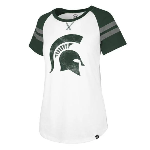 Michigan State Spartans '47 NCAA Women's Fly Out Raglan T-Shirt-- Satin Blend Silk Blend Wool Blend Michigan State Spartans '47 NCAA Women's Fly Out Raglan T-Shirt-- Satin Blend Silk Blend Wool Blend