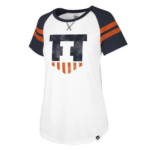 Illinois Fighting Illini '47 NCAA Women's Fly Out Raglan T-Shirt-- Solid Print Embellished Illinois Fighting Illini '47 NCAA Women's Fly Out Raglan T-Shirt-- Solid Print Embellished