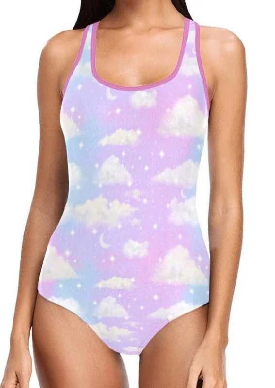 Kawaii Angelic Sky One Piece Women's Swimsuit Floral Print Swimsuit