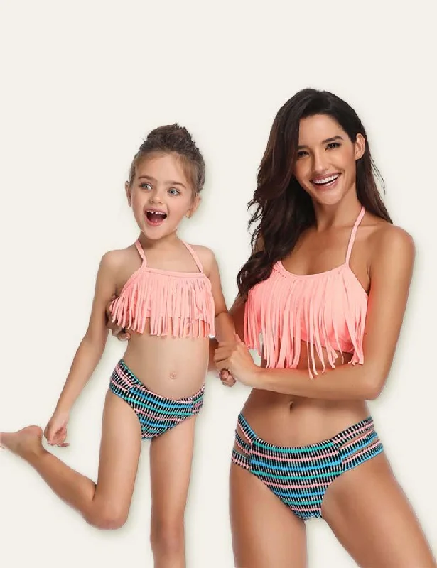 Tassels Family Matching Swimsuit Vintage Swimwear Look
