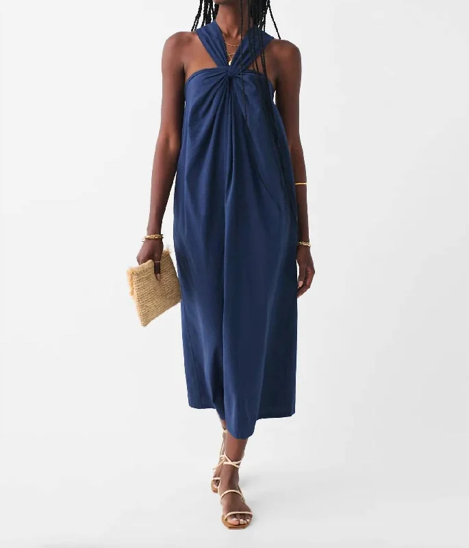 Bay Twist Seesucker Dress In Navy Tunics Leisure comfortable