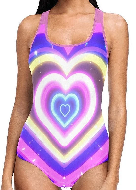 Cyber Heart One Piece Swimsuit Sexy Two-Piece Set