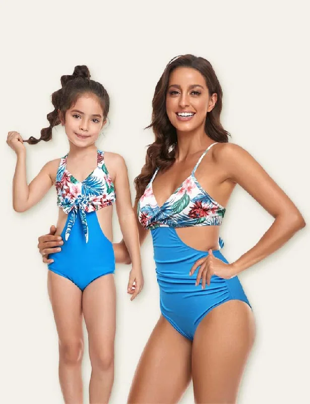 Travel Printed Family Matching Swimsuit Push-Up Bikini Top