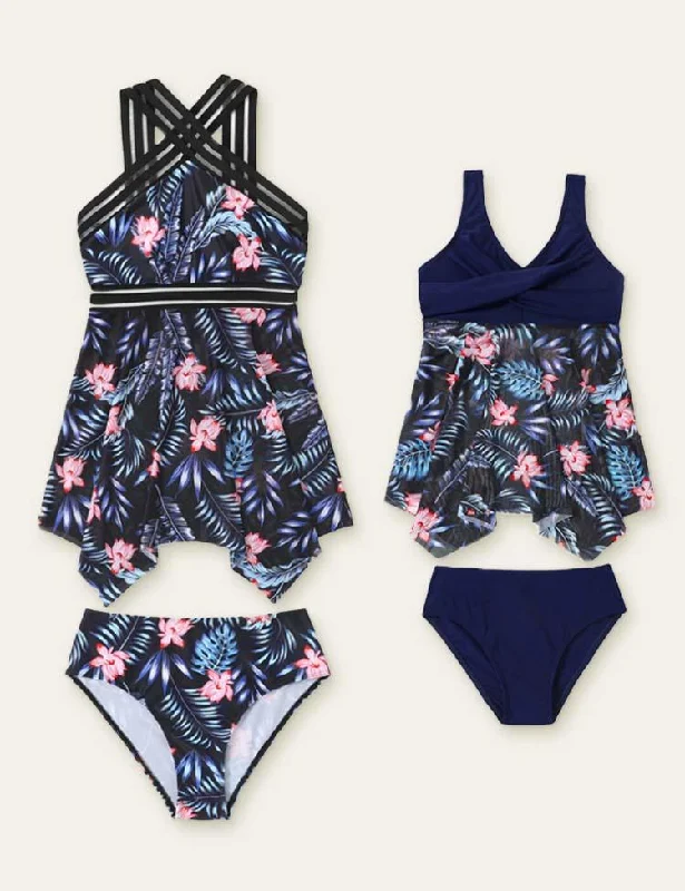 Floral Printed Family Matching Swimsuit Sexy Swimwear Set