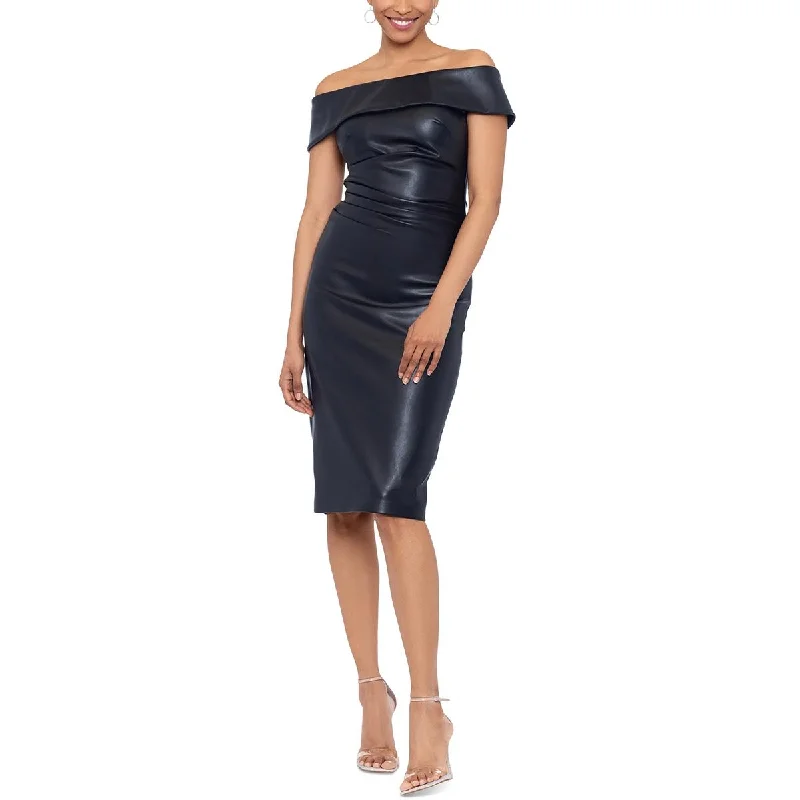 Xscape Womens Faux Leather Sheath Dress Tunics Sale discount