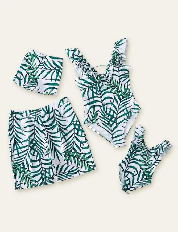 Floral Printed Family Matching Swimsuit Adjustable Strap Swimsuit