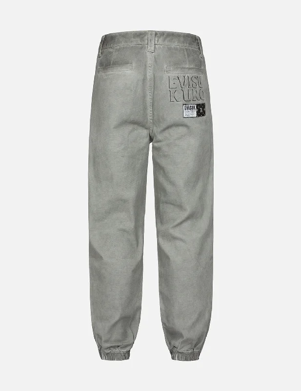 Monogram Embroidered Pocket Garment Dye Jogger Pants Chic Slim Fit Pants