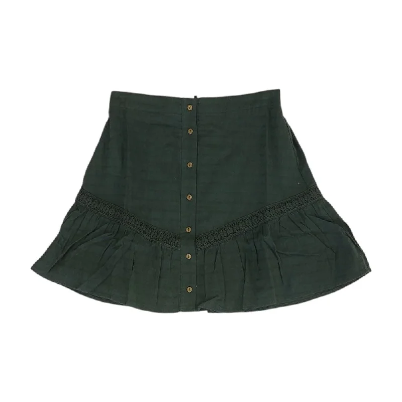 Green Solid Midi Skirt low waist skirt