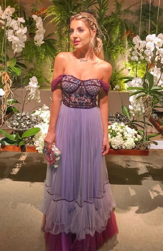 A Line Tulle Long Prom Dress, Off the Shouder Dance Dresses, Evening Party Dresses DMP143 empire Waist empire A Line Tulle Long Prom Dress, Off the Shouder Dance Dresses, Evening Party Dresses DMP143 empire Waist empire
