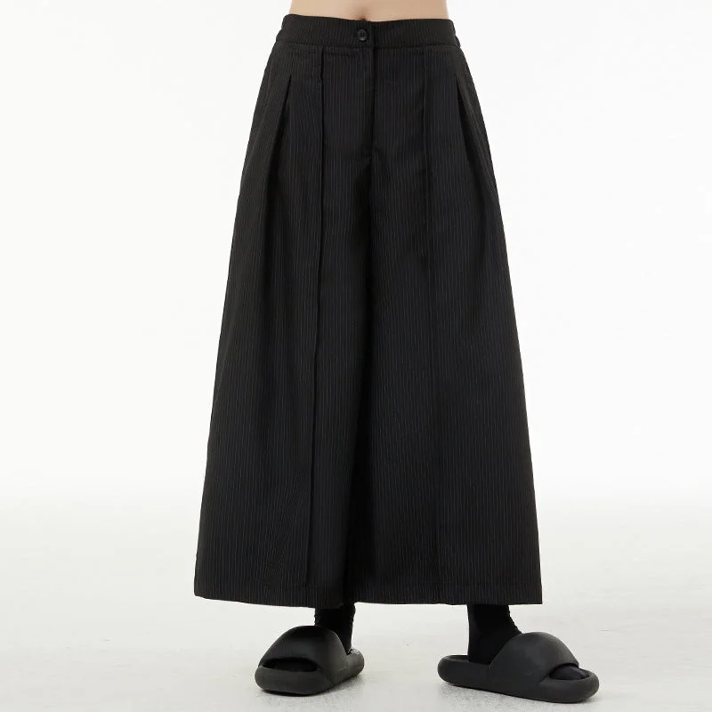 Pleated Striped Wide Leg Pants Soft Sweatpants Style
