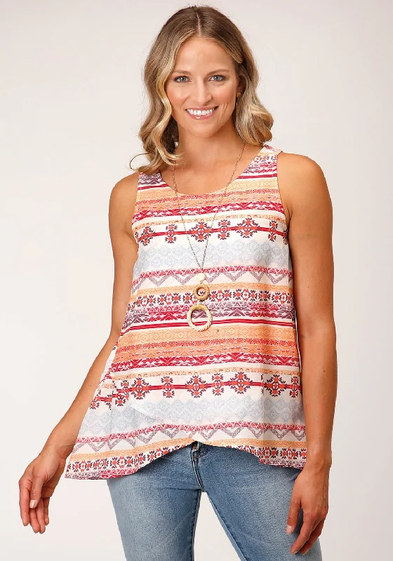 Roper Womens 1546 Aztec Multi-Color 100% Rayon S/L Tank Top modal blend tank