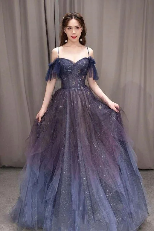 Ombre A-line Tulle Long Prom Dresses Wuth Straps Formal Evening Party Dresses DMP139 Halter Neckline Beach Ombre A-line Tulle Long Prom Dresses Wuth Straps Formal Evening Party Dresses DMP139 Halter Neckline Beach