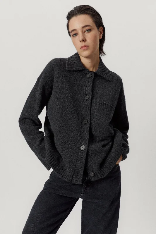 The Woolen Polo-Collar Jacket Zip Front Button Front Snap Front