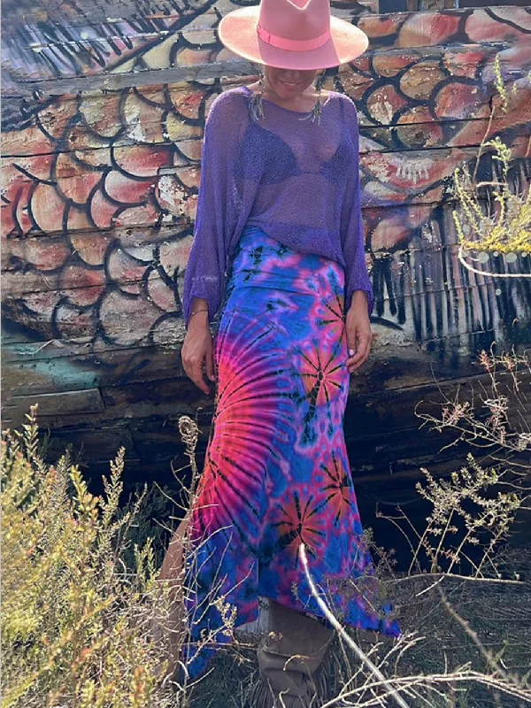 Slim Fit Hip-Hugging Charming Printed Slit Maxi Skirt pencil skirt chic