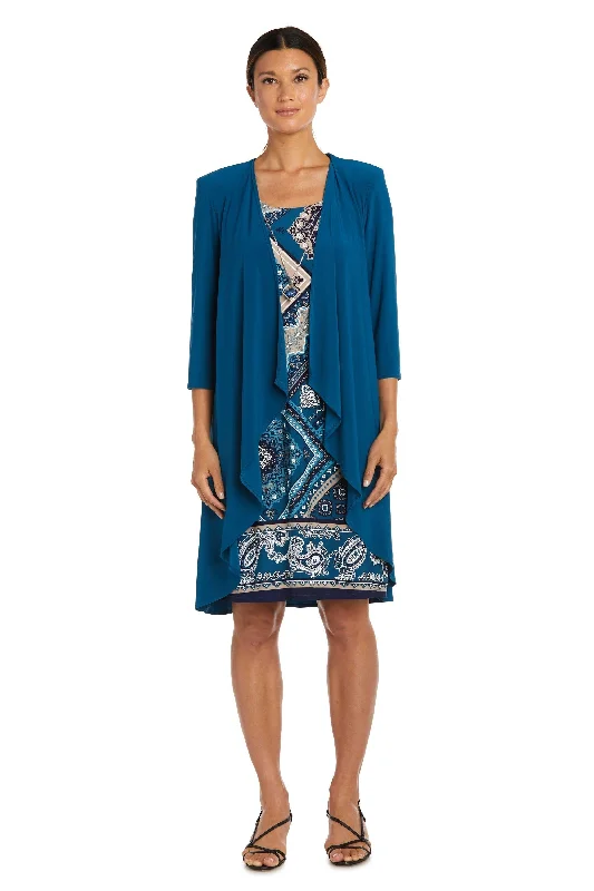 R&M Richards 7967 Short Two Piece Jacket Dress Lace Jacket Ribbed Jacket Sequined Jacket