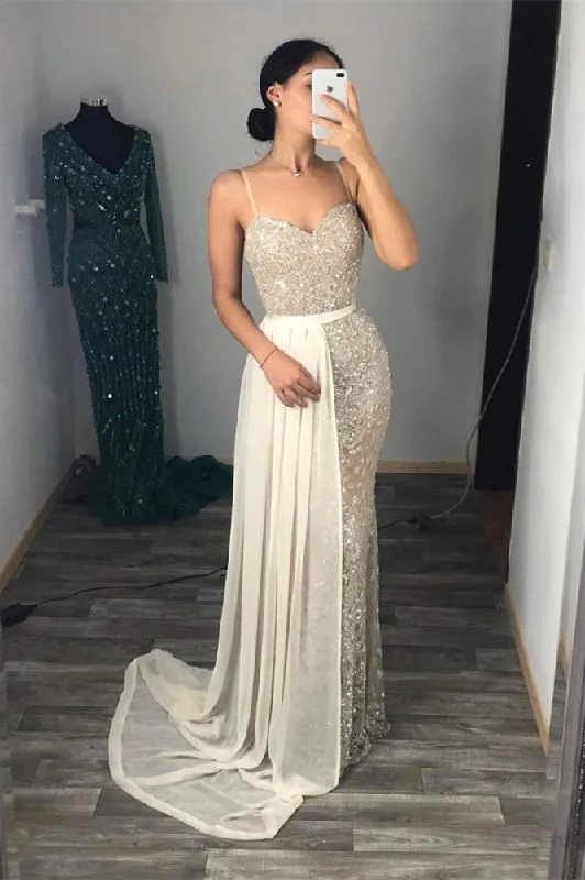 Sequins Mermaid Long Prom Dress Spaghetti Straps Evening Party Dress DMP126 Boat Neckline Classic Sequins Mermaid Long Prom Dress Spaghetti Straps Evening Party Dress DMP126 Boat Neckline Classic