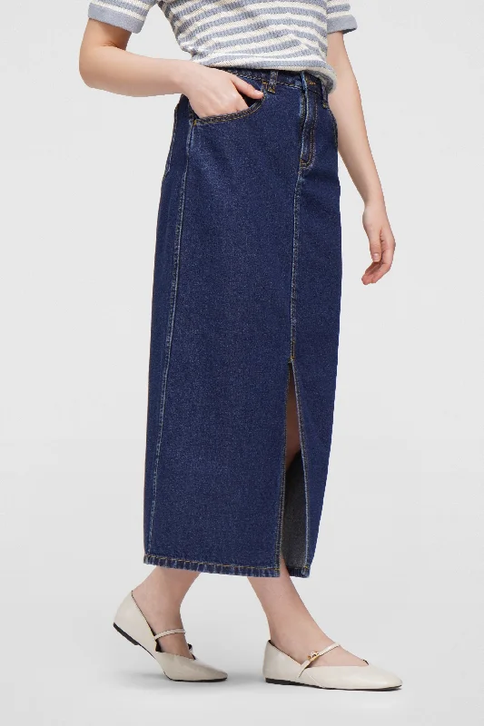 Denim Maxi Skirt wrap skirt elegant