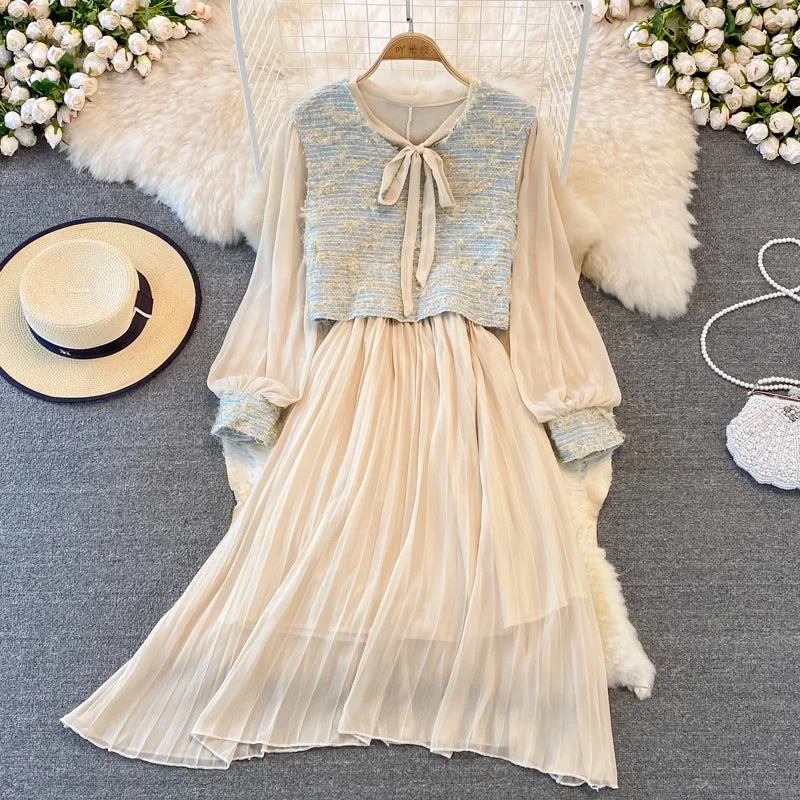 Small fragrance suit women's Vest pleated lace up bottomed skirt  3773 modal blend skirt