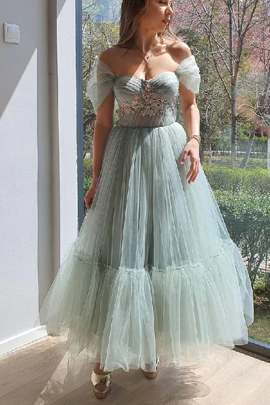 Unique Off the Shoulder Tulle A Line Long Prom Dresses, Evening Party Dresses DMP197 Chiffon Maxi Beach Unique Off the Shoulder Tulle A Line Long Prom Dresses, Evening Party Dresses DMP197 Chiffon Maxi Beach
