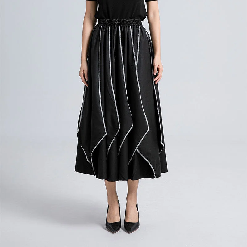 Irregular Pleated Contrast Color High Waist Skirt Pants Cozy Maternity Pants
