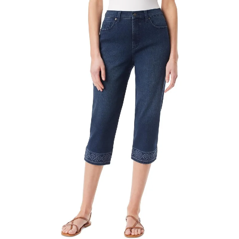Gloria Vanderbilt Womens Tummy Slimming Cotton Capri Pants Soft Stretch Trousers