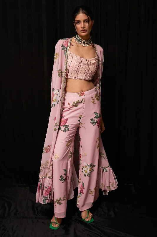 Printed Jacket Set Welt Pockets Slit Pockets Flap Pockets