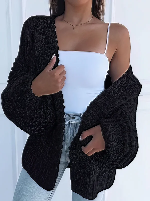 Women's Fluffy Knit Cardigan Sweater Fitted Loose Oversized