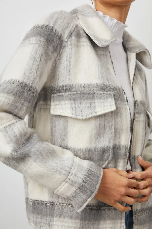 CHEYENNE JACKET - SNOW GREY Notch Collar Jacket Peter Pan Collar Jacket Cowl Neck Jacket CHEYENNE JACKET - SNOW GREY Notch Collar Jacket Peter Pan Collar Jacket Cowl Neck Jacket
